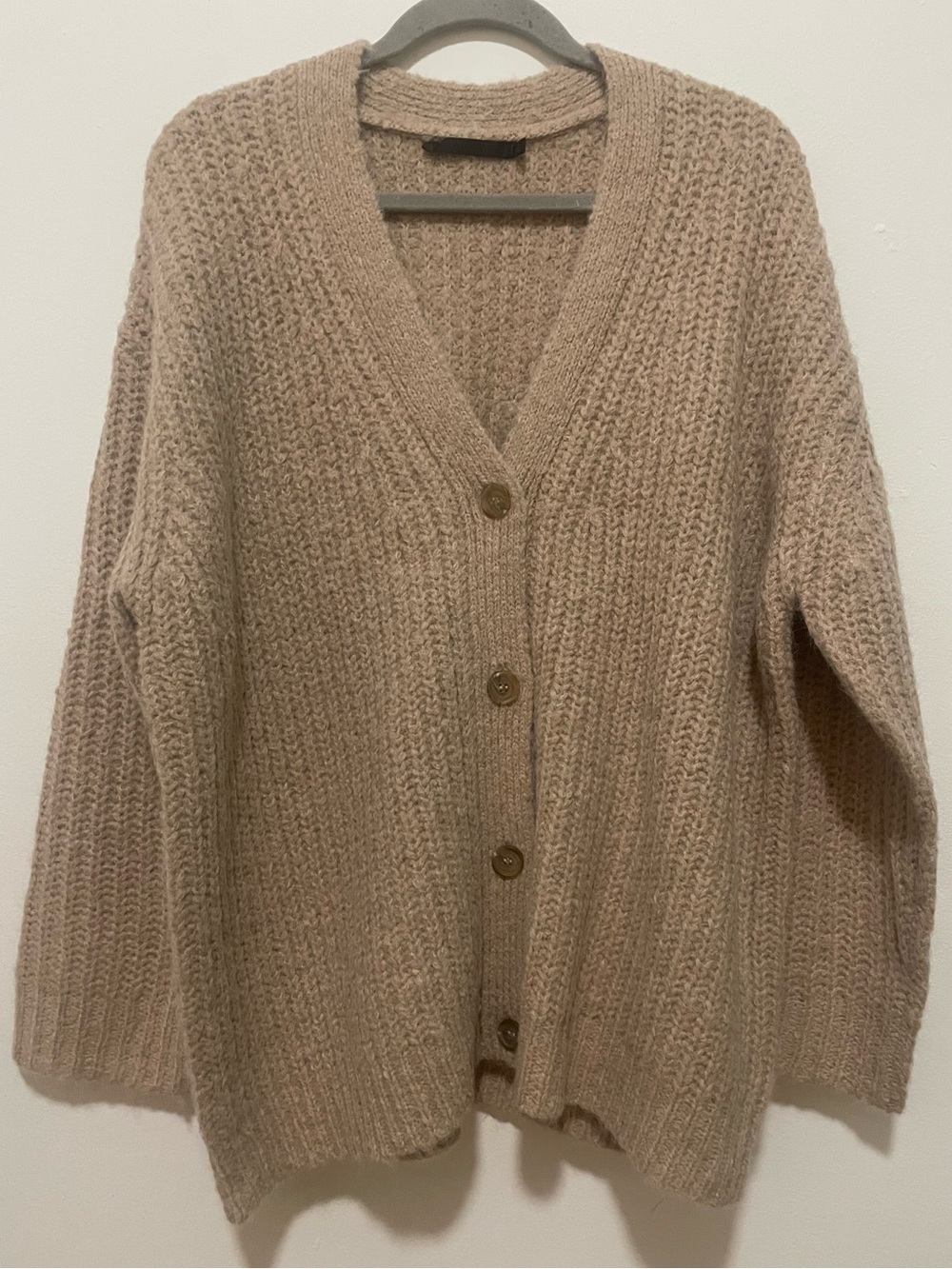 Jenni Kayne Cocoon Cardigan Taupe Alpaca Wool Blend Sweater Size S